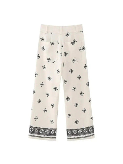 Frida - Pantaloni Estivi Bohémien Da Donna Bianco
