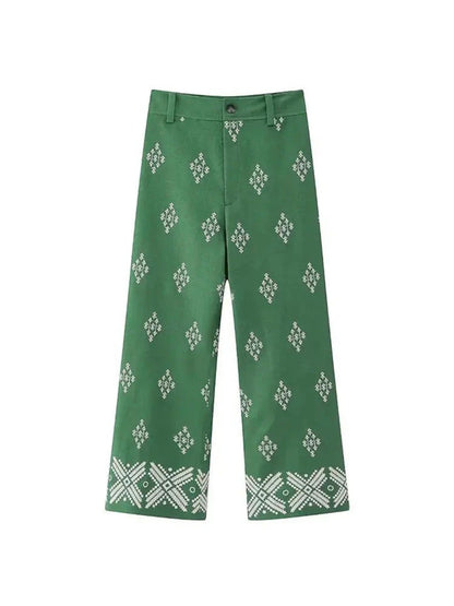 Frida - Pantaloni Estivi Bohémien Da Donna Verde