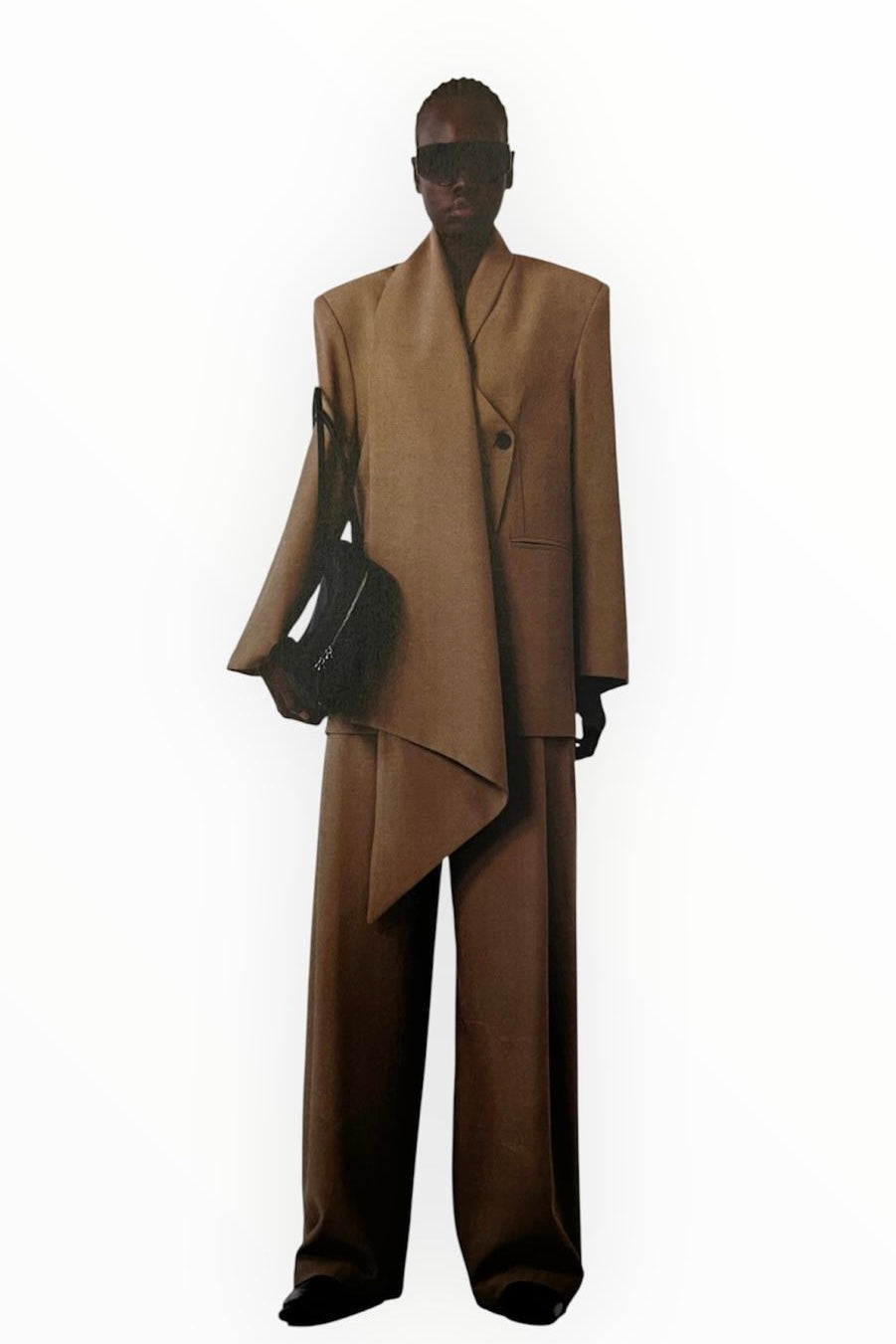 Jessica - Tailleur Donna Oliva Asimmetrico Palazzo Elegante