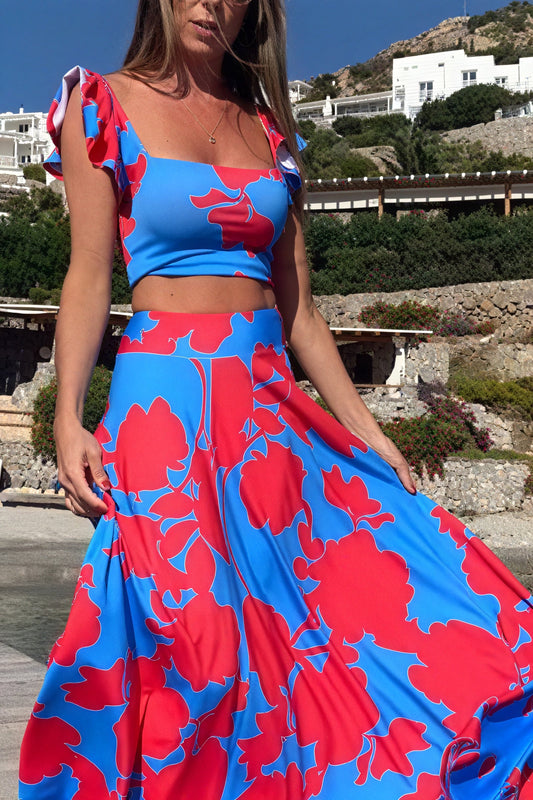 Gelsomina – Abito Due Pezzi Floreale Stile Vacanza Multicolore