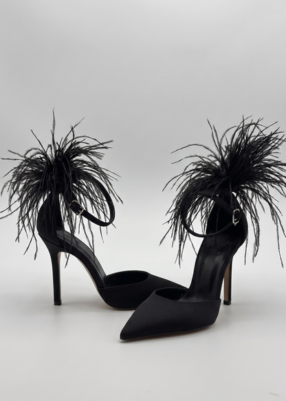 Jana - Décolleté Donna Laccio Caviglia Piume Glamour