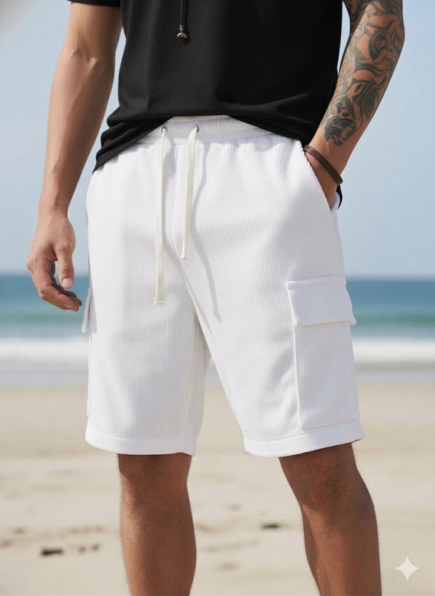 Demetrio - Pantaloncini Cargo Bianco Ottico Uomo