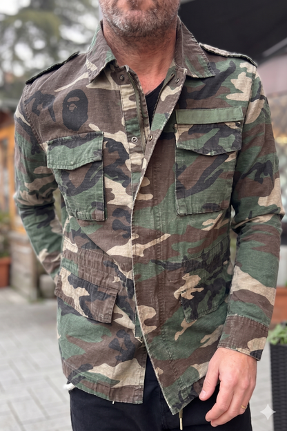 Donato - Mimetica Zip Bottone Uomo Casual