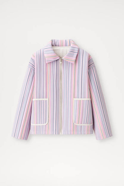 Vittoria - Giacca a righe con zip e tasche frontali dal design moderno