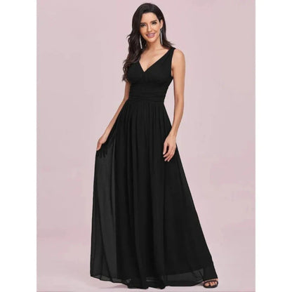 Gilda - Elegante Abito Con Scollo A V Da Donna Nero