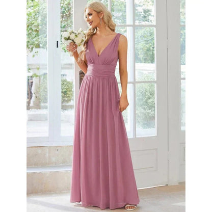 Gilda - Elegante Abito Con Scollo A V Da Donna Rosa 2