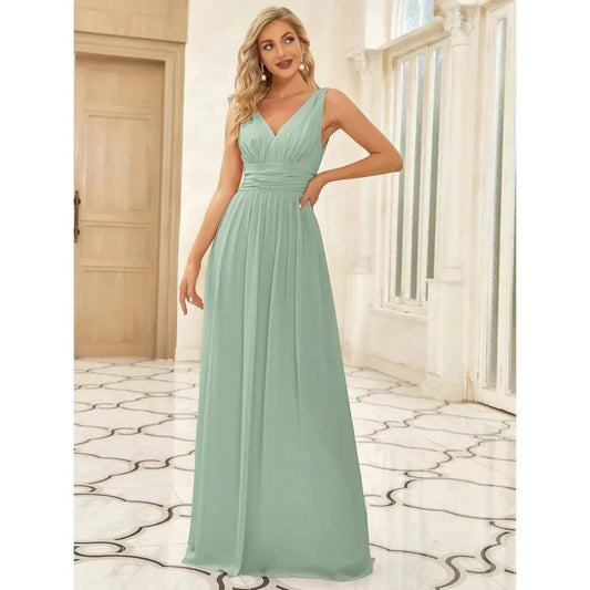 Gilda - Elegante Abito Con Scollo A V Da Donna Verde Chiaro