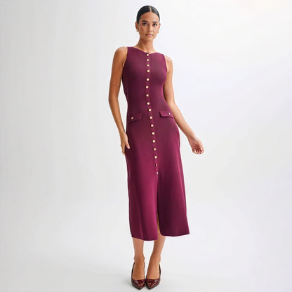 Giorgia – Abito Midi Scollo Rotondo con Bottoni 5