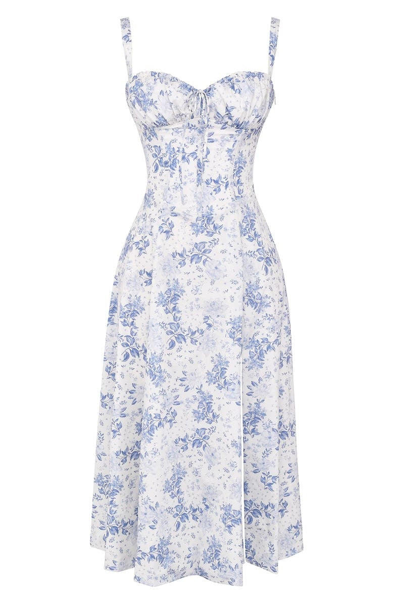 Giorgia – Abito con Bustier Floreale Modellante Vita per Donna Fiore blu