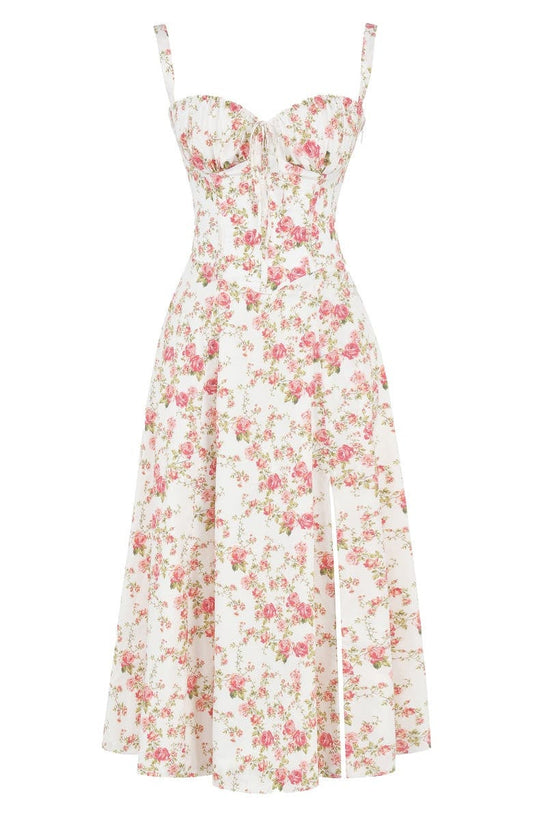 Giorgia – Abito con Bustier Floreale Modellante Vita per Donna Fiore di rosa