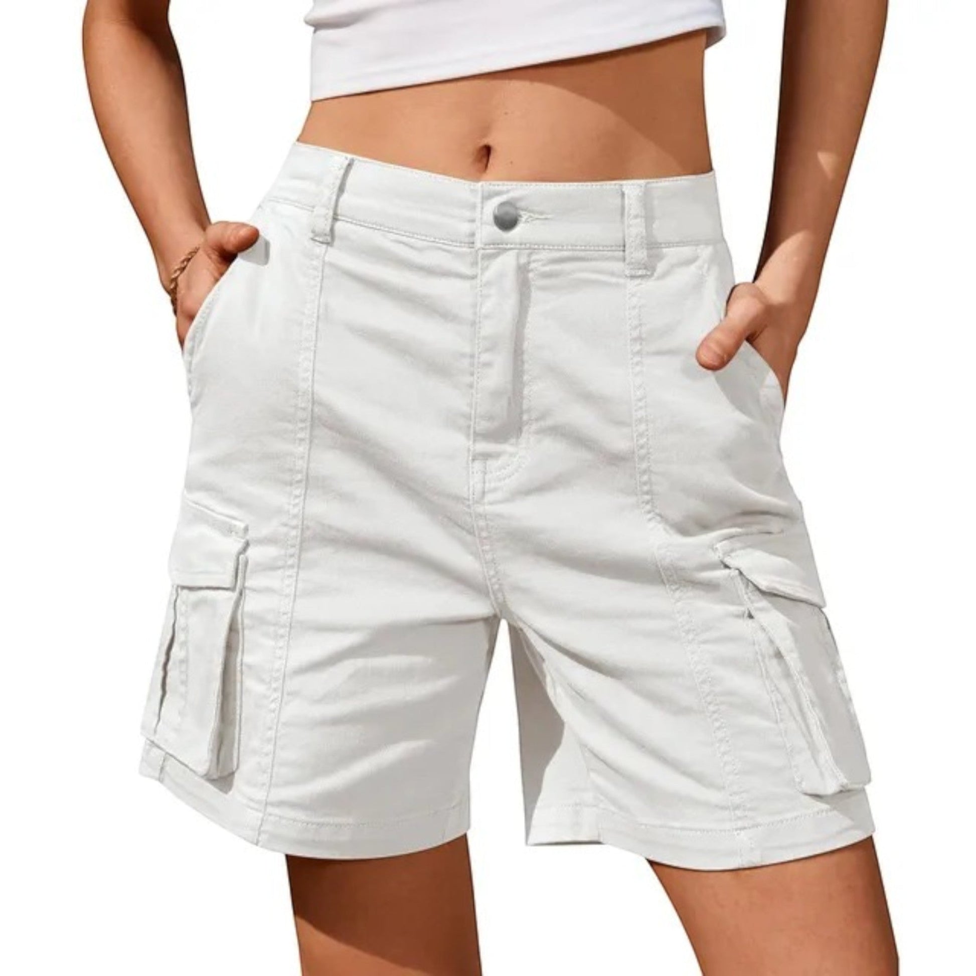 Giulietta - Pantaloncini Cargo Comodi Da Donna Bianco