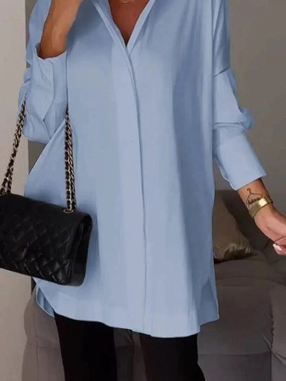 Grazia - Camicia Chic Da Donna A Maniche Lunghe Azzurro