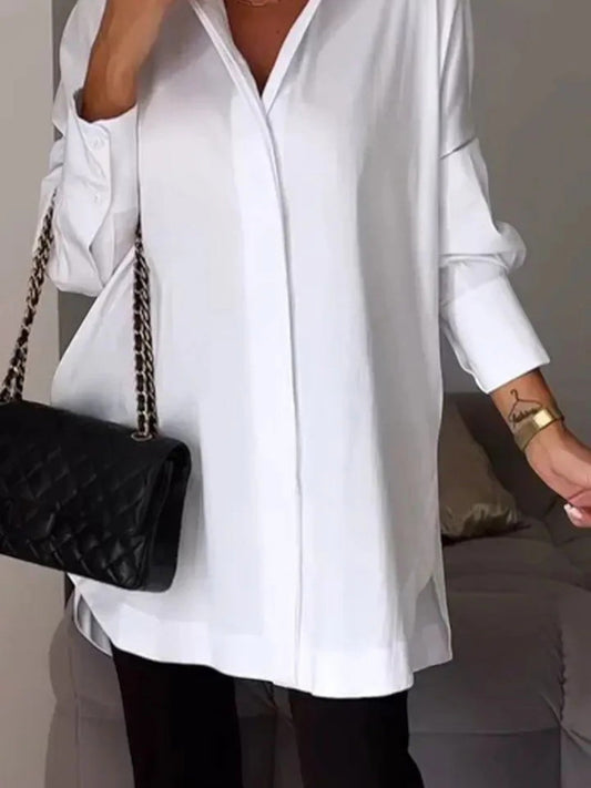 Grazia - Camicia Chic Da Donna A Maniche Lunghe Bianco