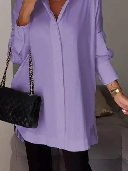Grazia - Camicia Chic Da Donna A Maniche Lunghe Viola