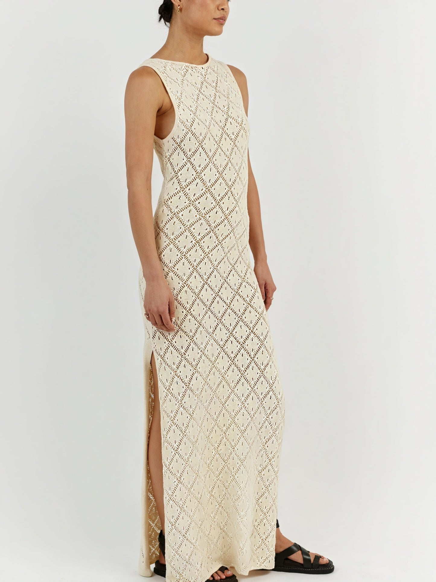 Greta – Abito Maxi Senza Maniche Maglia Aperta 1