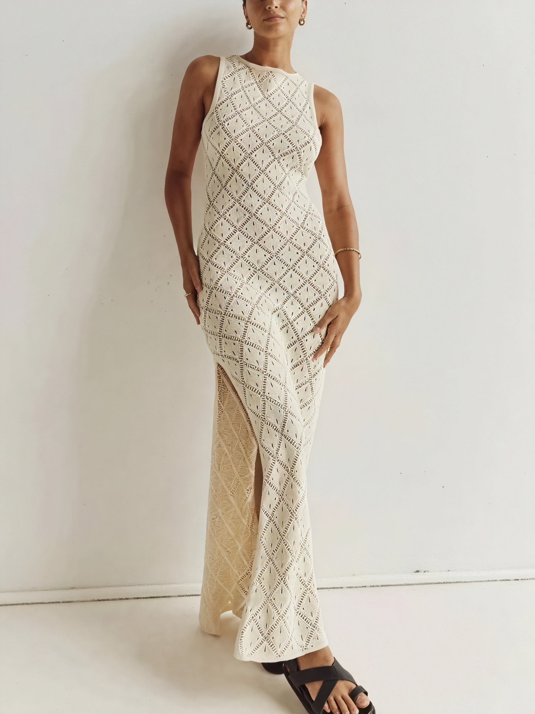 Greta – Abito Maxi Senza Maniche Maglia Aperta 6