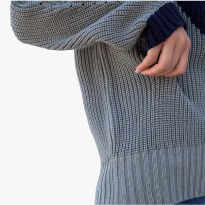 Janine – Maglione in Alpaca Blu a Maglia Grossa