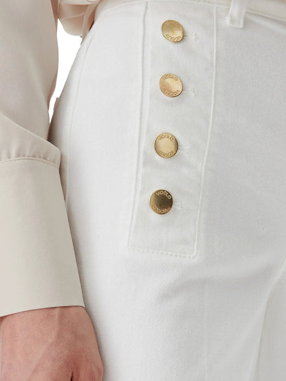 Tulliana - Pantaloni a zampa in denim naturale donna