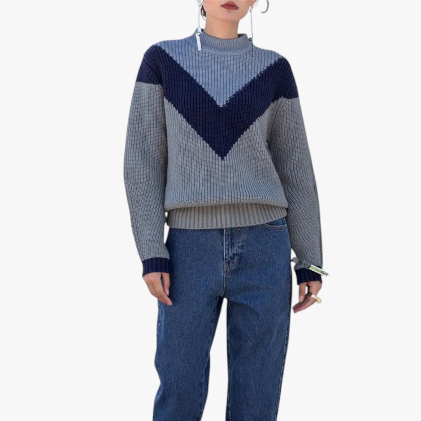 Janine – Maglione in Alpaca Blu a Maglia Grossa