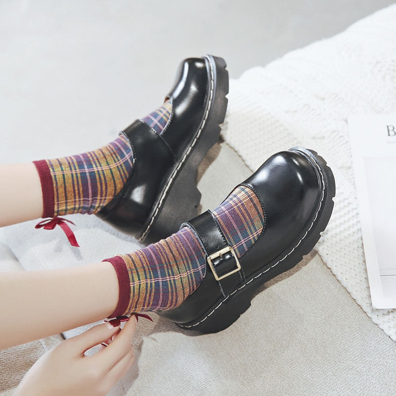 Maurita – Mary Jane Donna con Plateau e Tacco Chunky Vintage Marrone