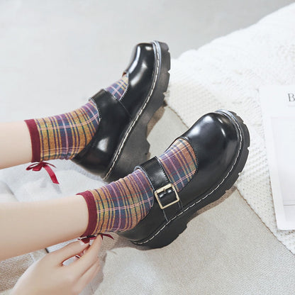 Maurita – Mary Jane Donna con Plateau e Tacco Chunky Vintage Marrone