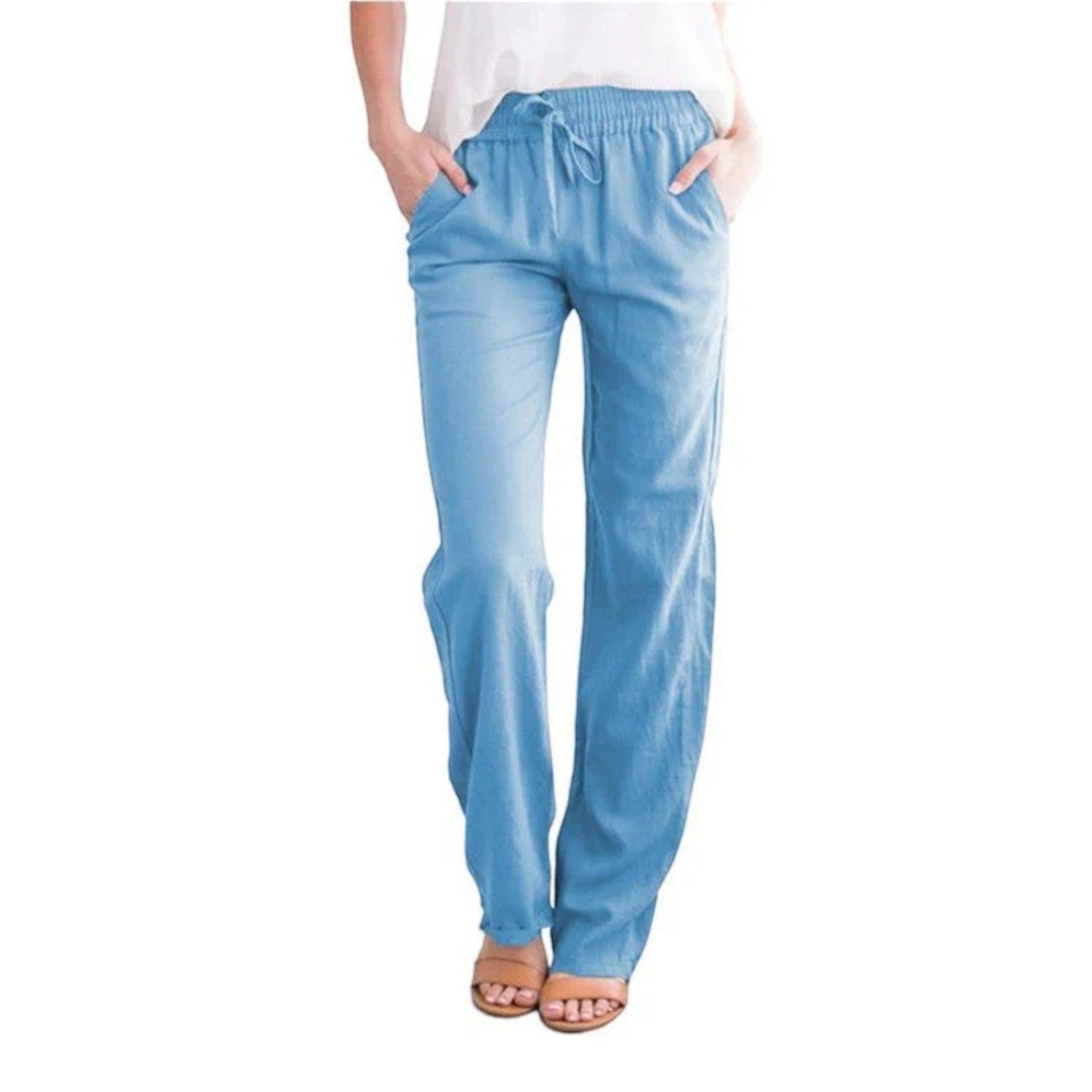 Hadea - Pantaloni Estivi Comodi Da Donna Azzurro Chiaro