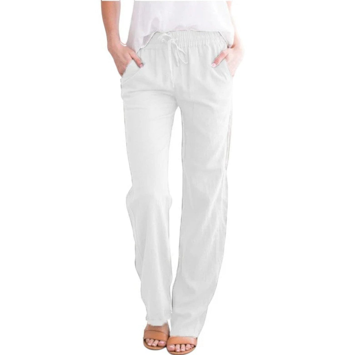 Hadea - Pantaloni Estivi Comodi Da Donna Bianco