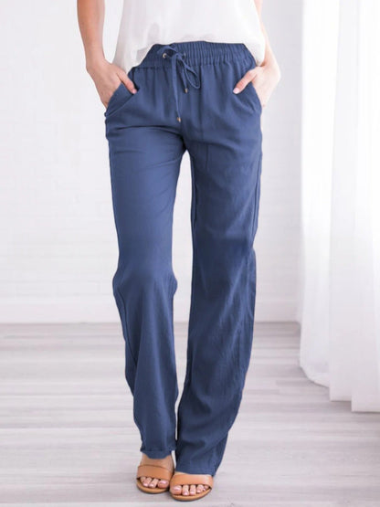 Hadea - Pantaloni Estivi Comodi Da Donna Blu