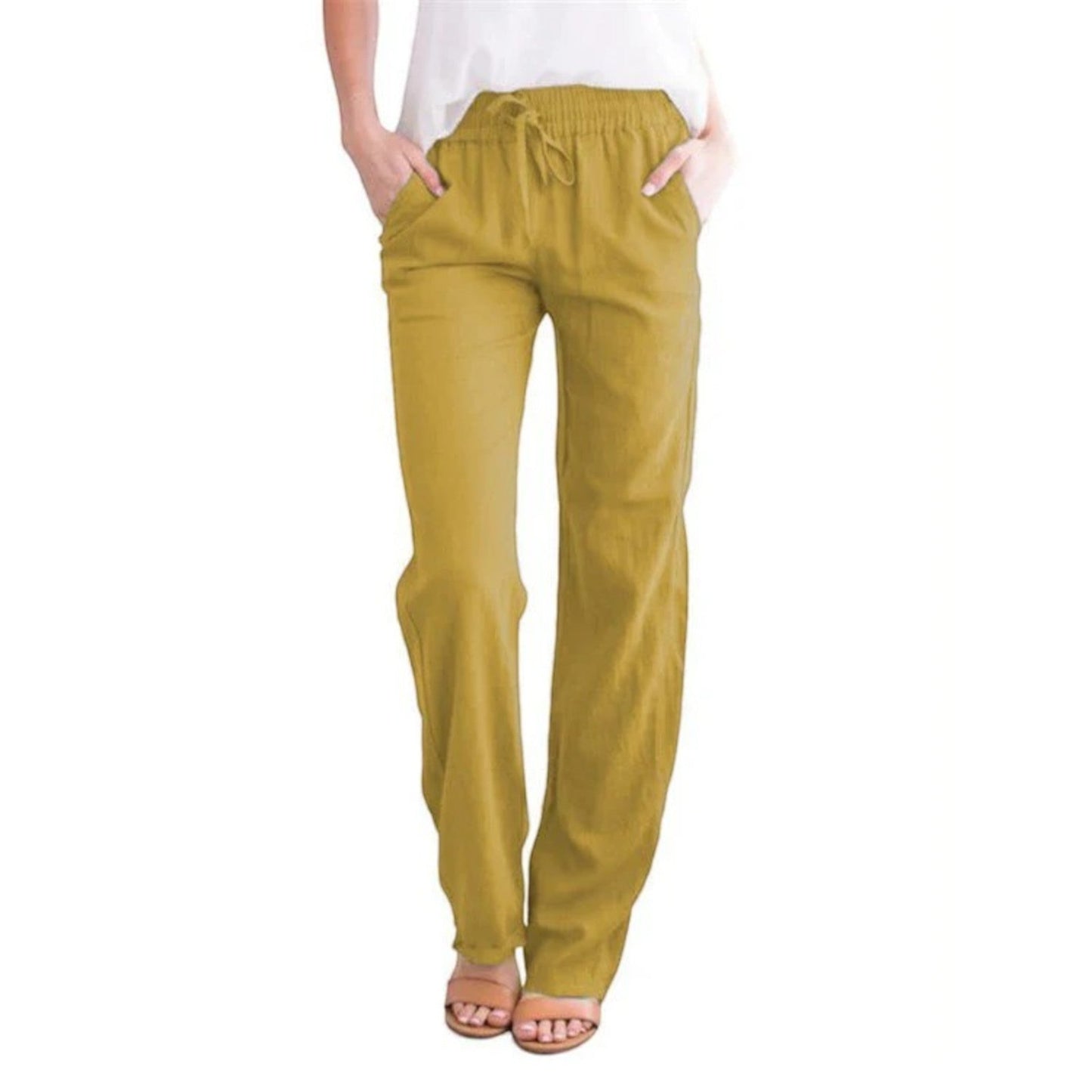 Hadea - Pantaloni Estivi Comodi Da Donna Giallo