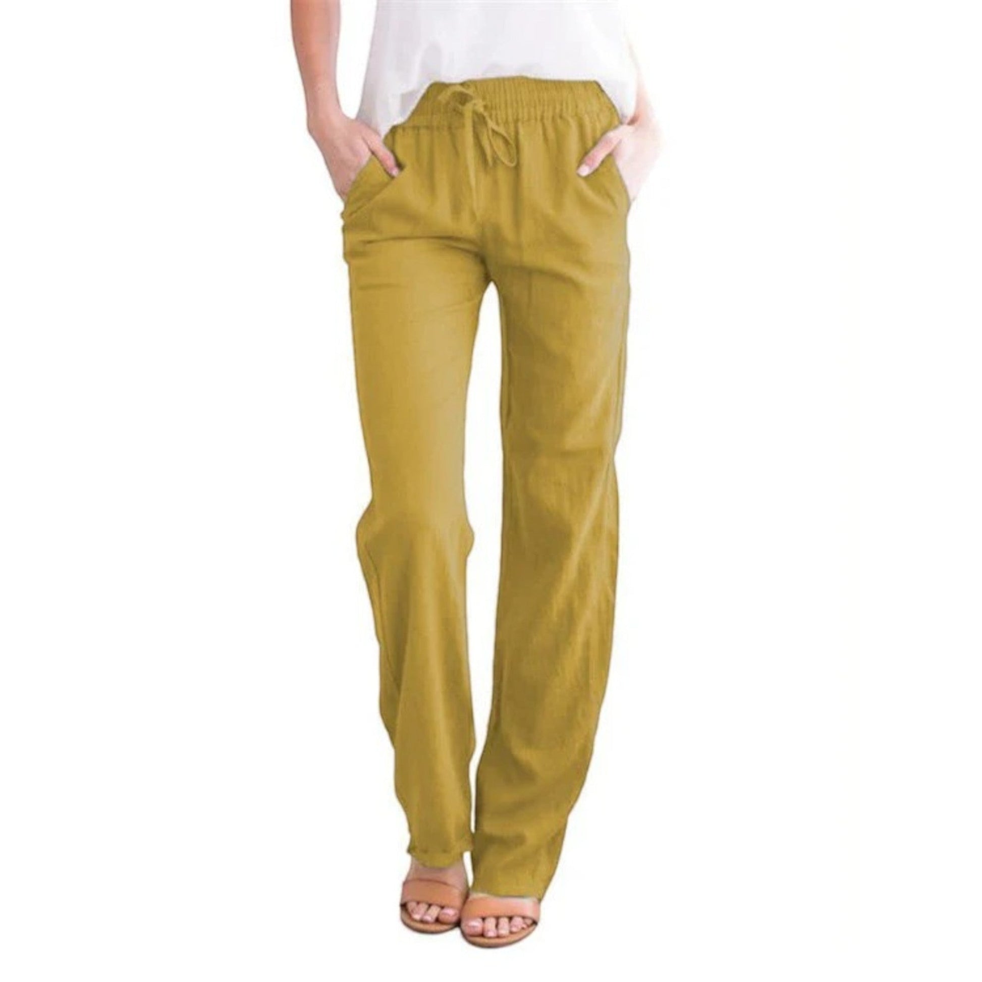 Hadea - Pantaloni Estivi Comodi Da Donna Giallo