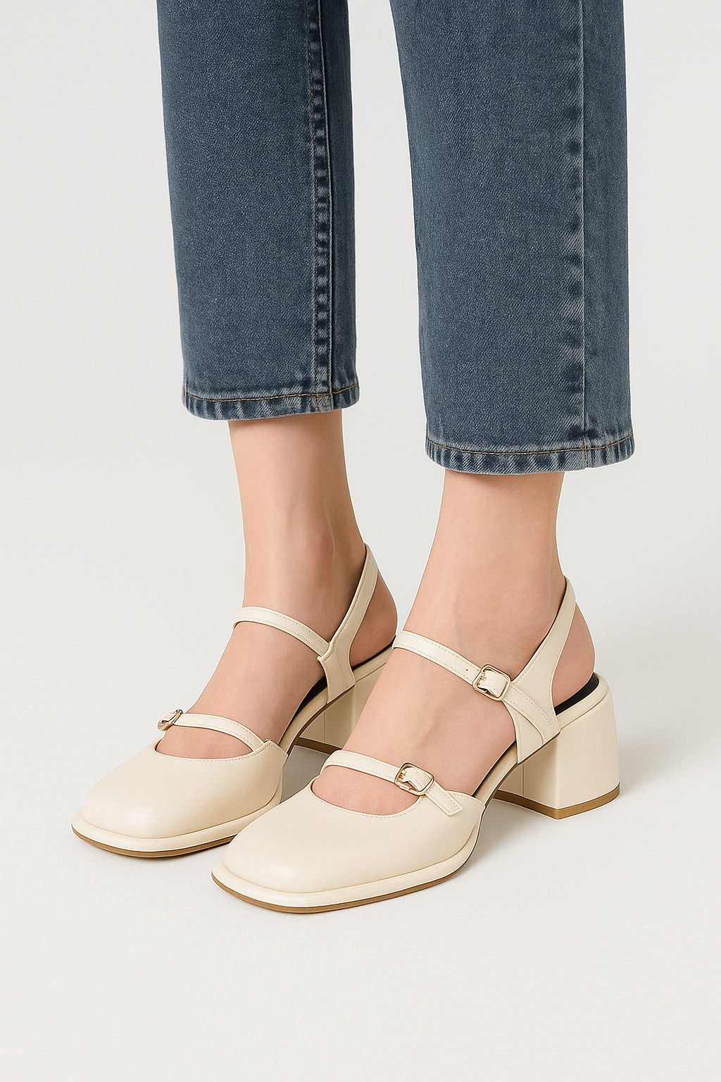 Hally - Sandali Donna Comodi con Tacco Quadrato Bianco