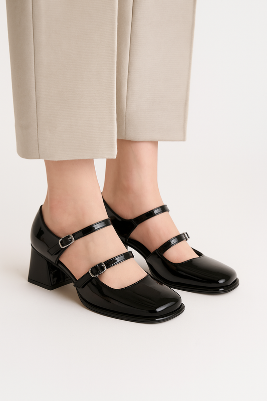 Hally - Sandali Donna Comodi con Tacco Quadrato Nero