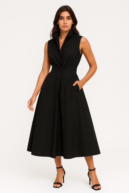 Hanina - Abito Elegante Donna in Cotone Comodo Nero