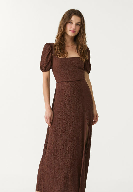 Hanna – Abito Lungo Marrone Scuro Elegante