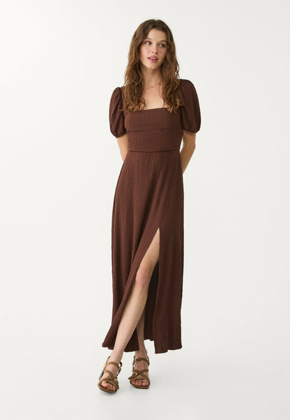 Hanna – Abito Lungo Marrone Scuro Elegante