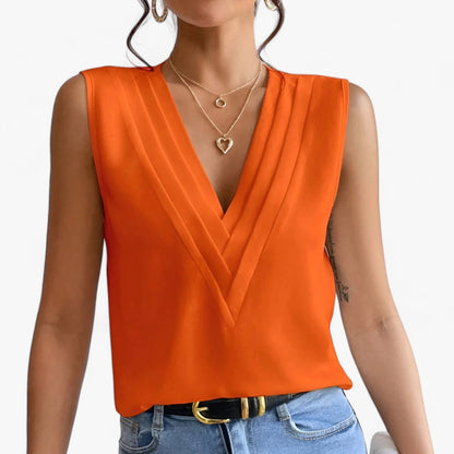 Harisa - Camicetta Elegante Con Scollo A V Per Donna Arancia