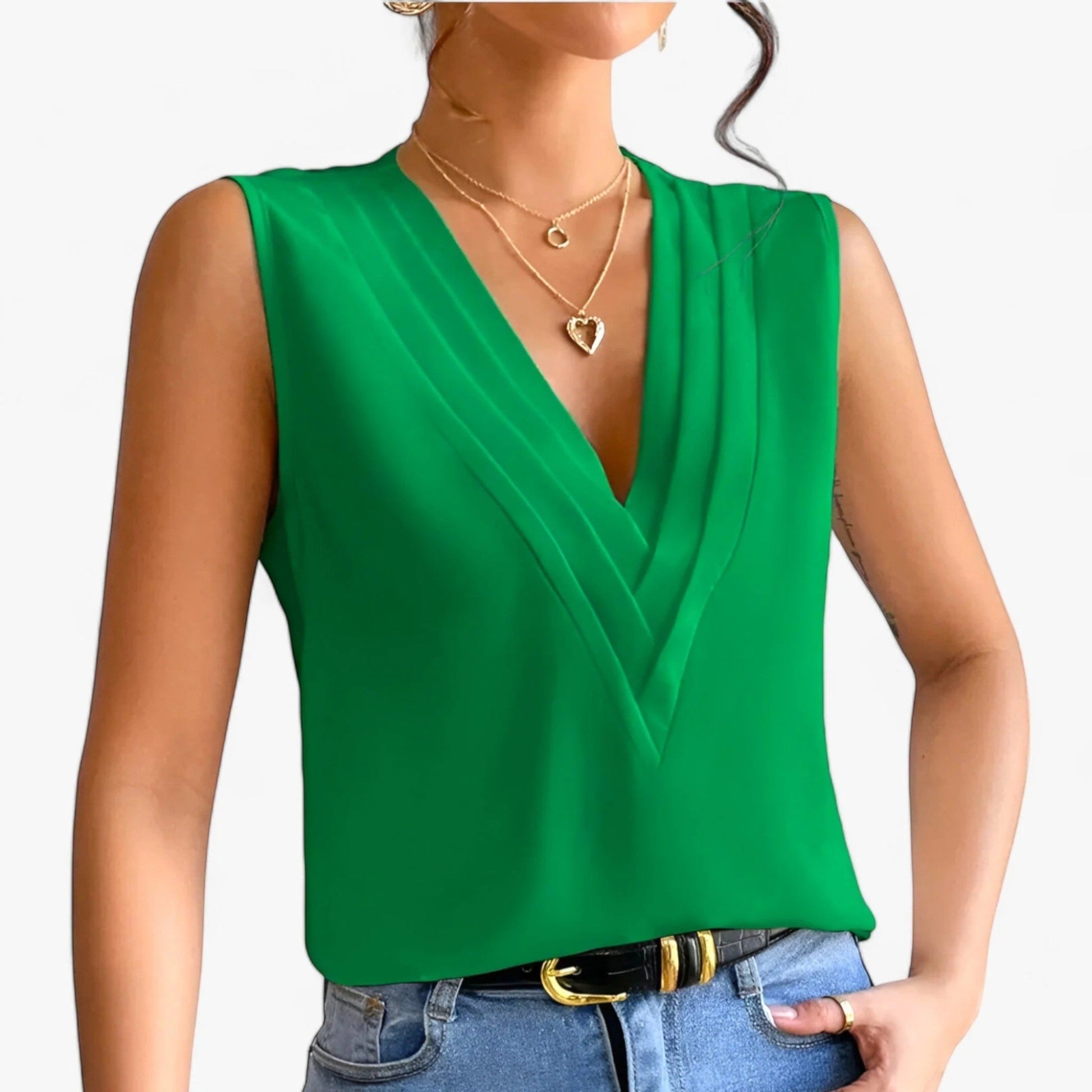 Harisa - Camicetta Elegante Con Scollo A V Per Donna Verde