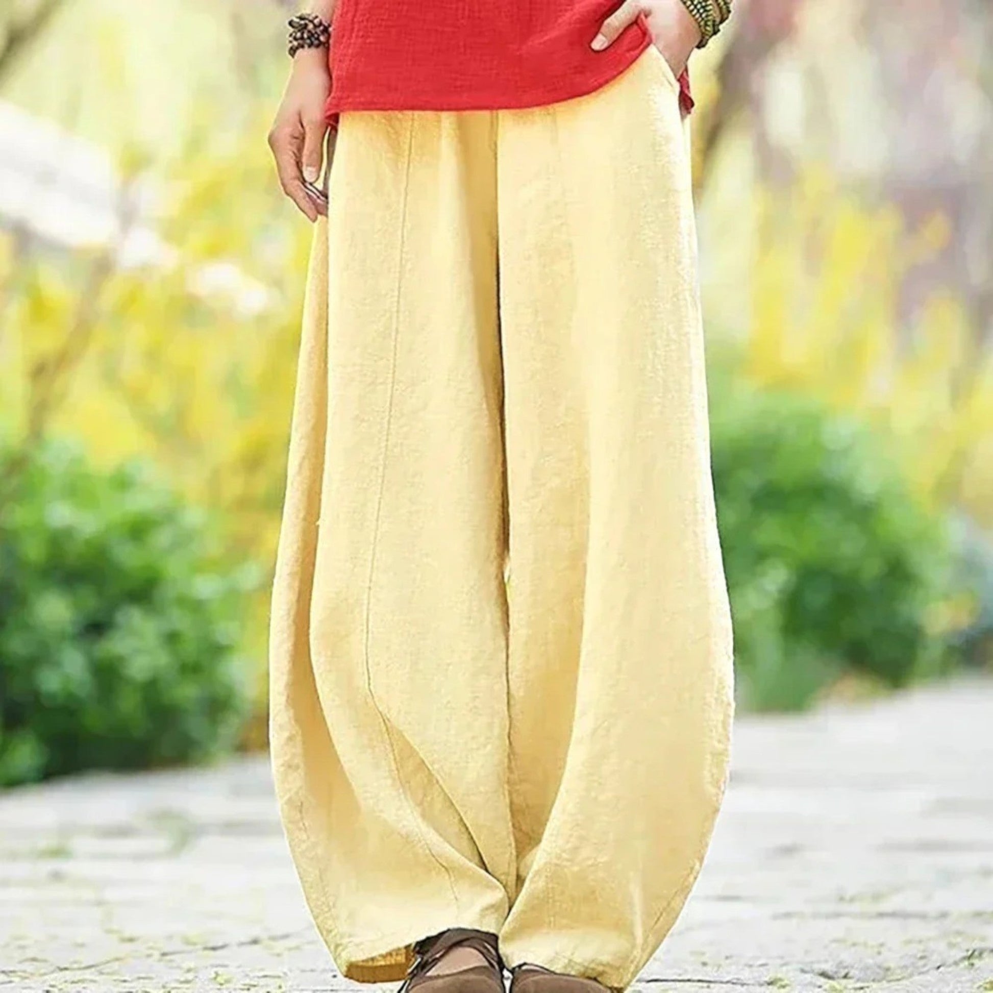 Hedy - Pantaloni Estivi Comodi Da Donna Albicocca