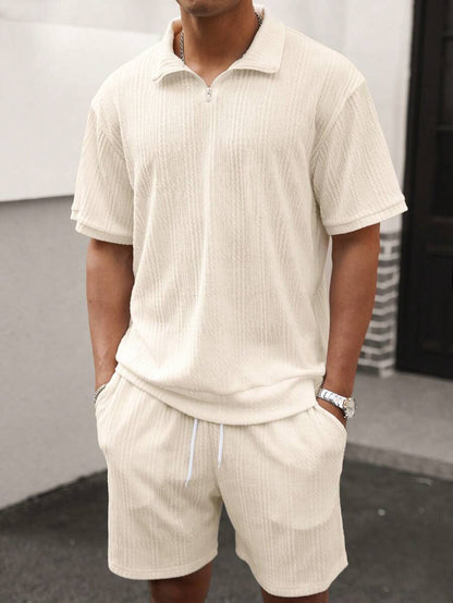 Angelo – Set Polo Con Zip Frontale E Pantaloncini Coordinati