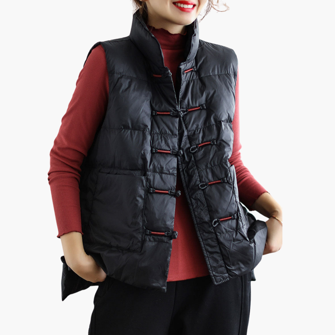 Helena - Gilet Piumino Donna Invernale con Bottoni Nero
