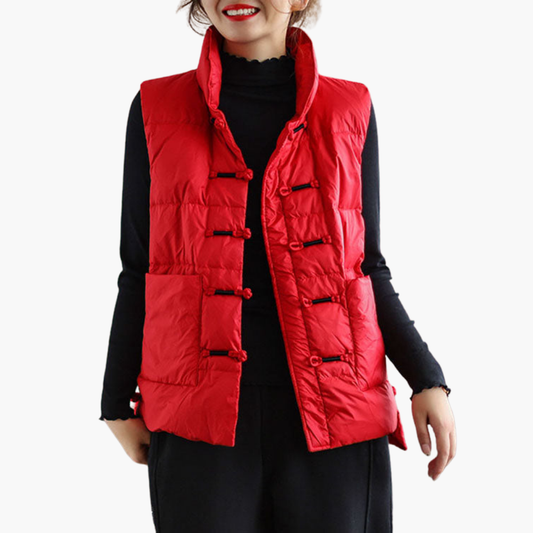 Helena - Gilet Piumino Donna Invernale con Bottoni Rosso