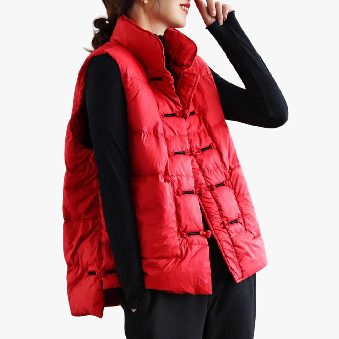 Helena - Gilet Piumino Donna Invernale con Bottoni Rosso