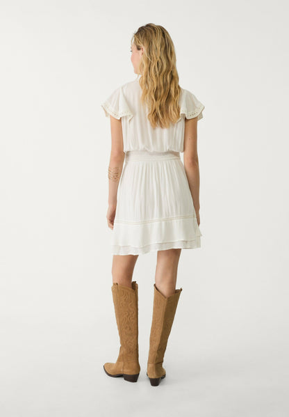 Helena – Abito Casual con Volant Beige Leggero