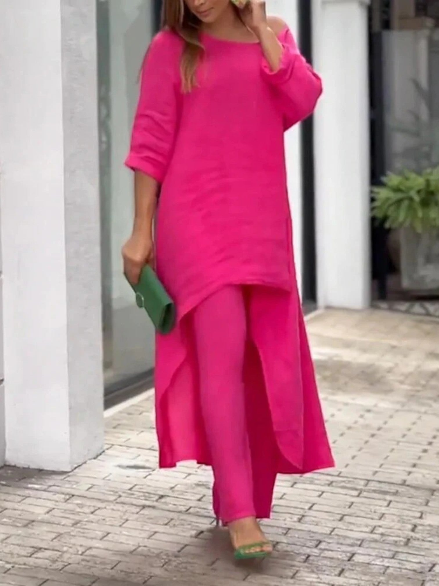 Helena – Set Estivo Confortevole da Donna per il Tempo Libero Rosa Rosso