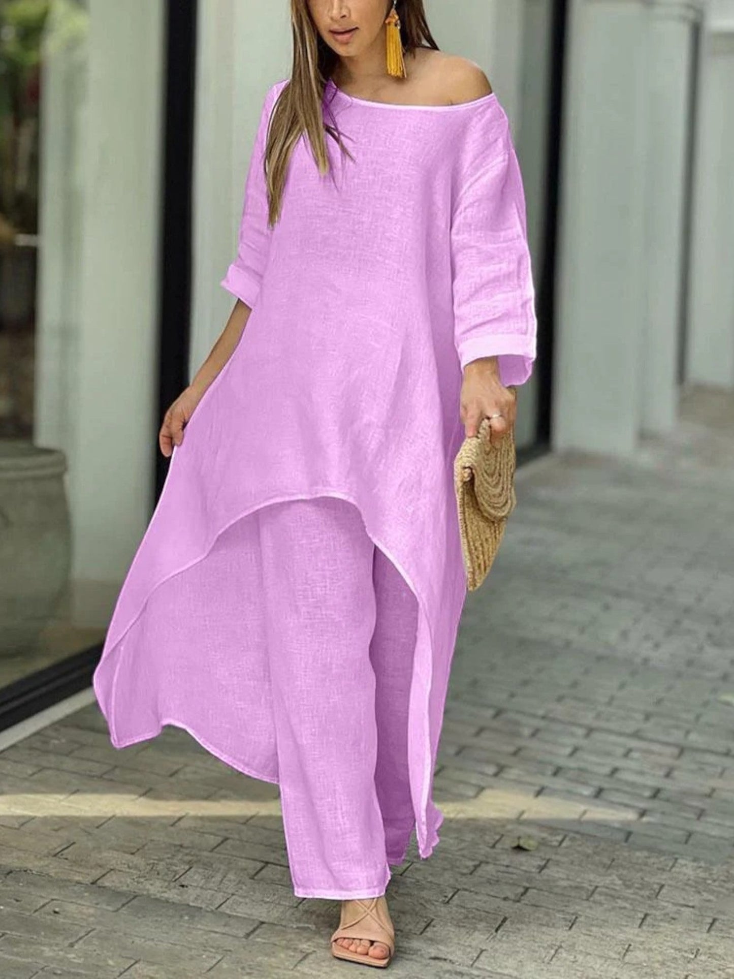 Helena – Set Estivo Confortevole da Donna per il Tempo Libero Viola