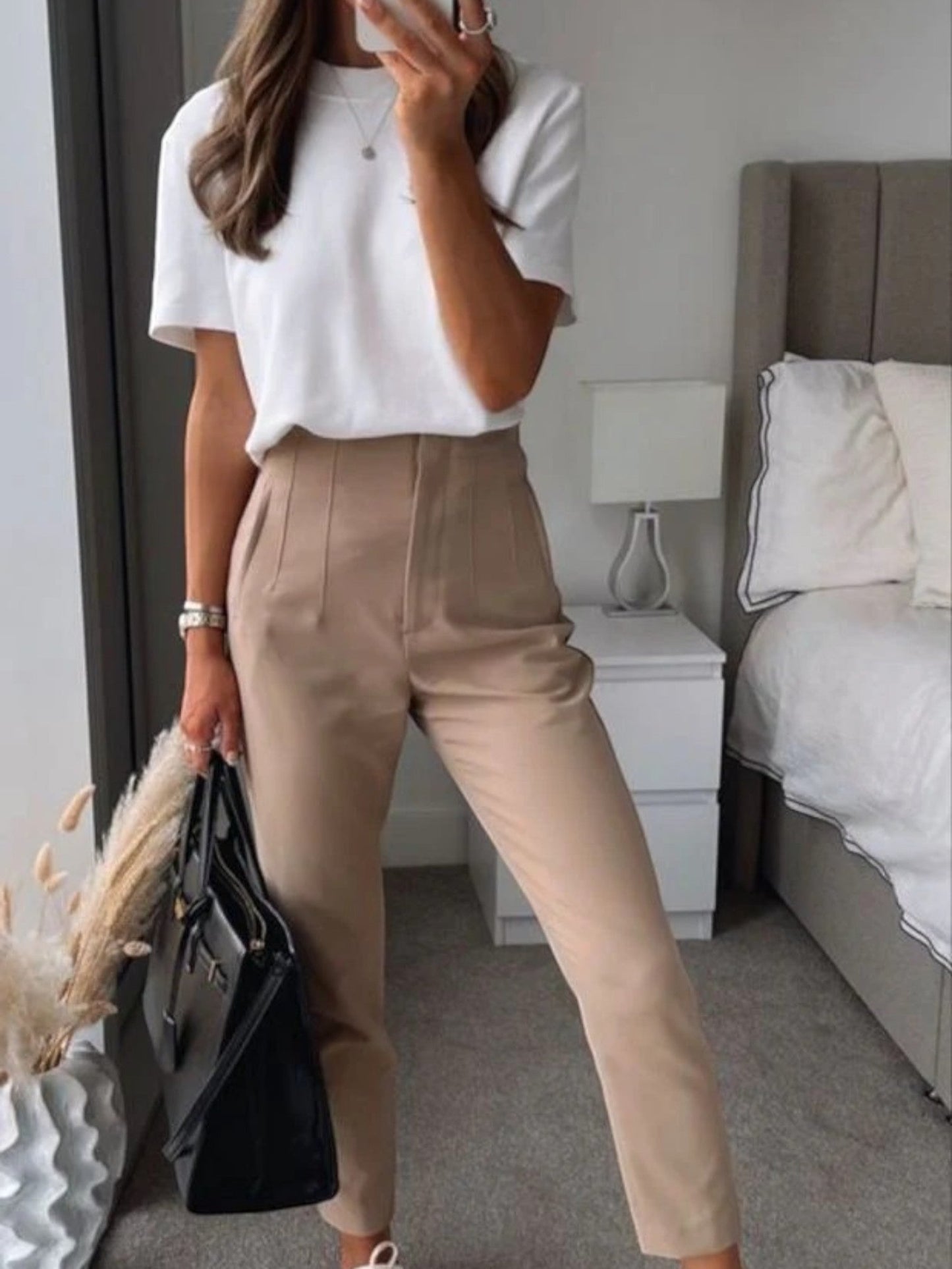 Helga - Pantaloni Eleganti Affusolati Da Donna Cachi Scuro