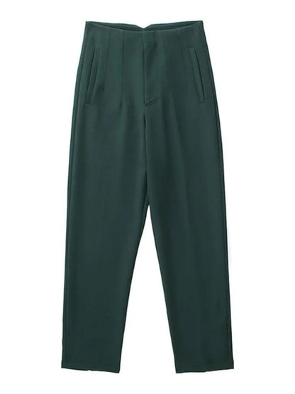 Helga - Pantaloni Eleganti Affusolati Da Donna Verde Scuro