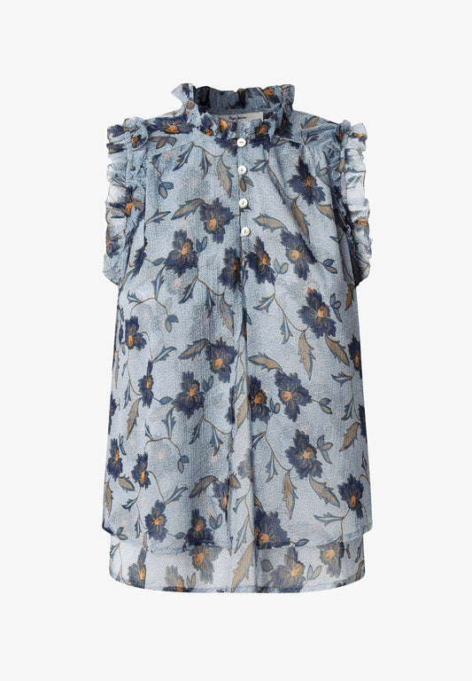 Heloise – Top Blu Acciaio Elegante e Minimal