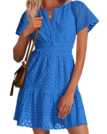Barbara – Vestito Corto Con Scollo A V E Linea A-Line Con Volant