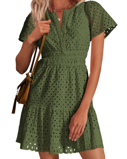 Barbara – Vestito Corto Con Scollo A V E Linea A-Line Con Volant